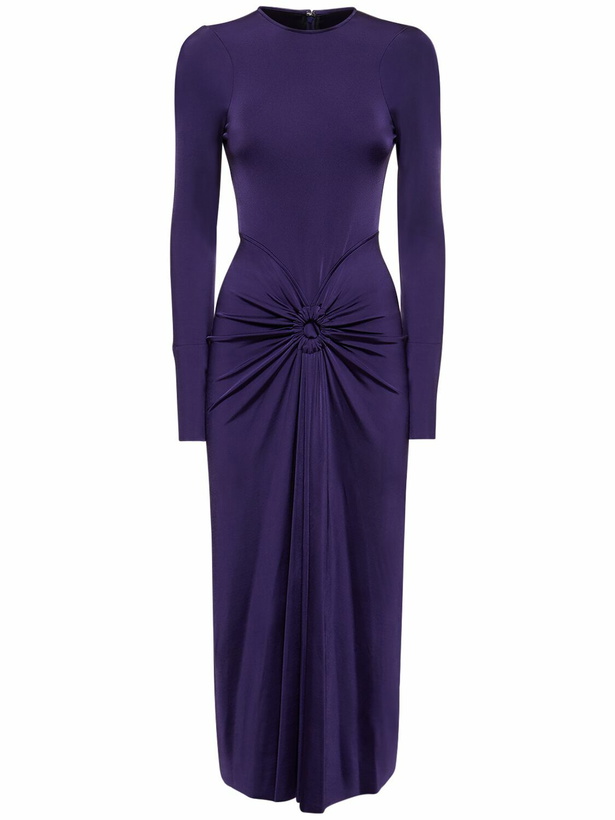 Photo: VICTORIA BECKHAM - Gathered Viscose Long Sleeve Midi Dress