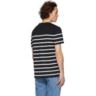 Balmain Blue Striped Logo T-Shirt