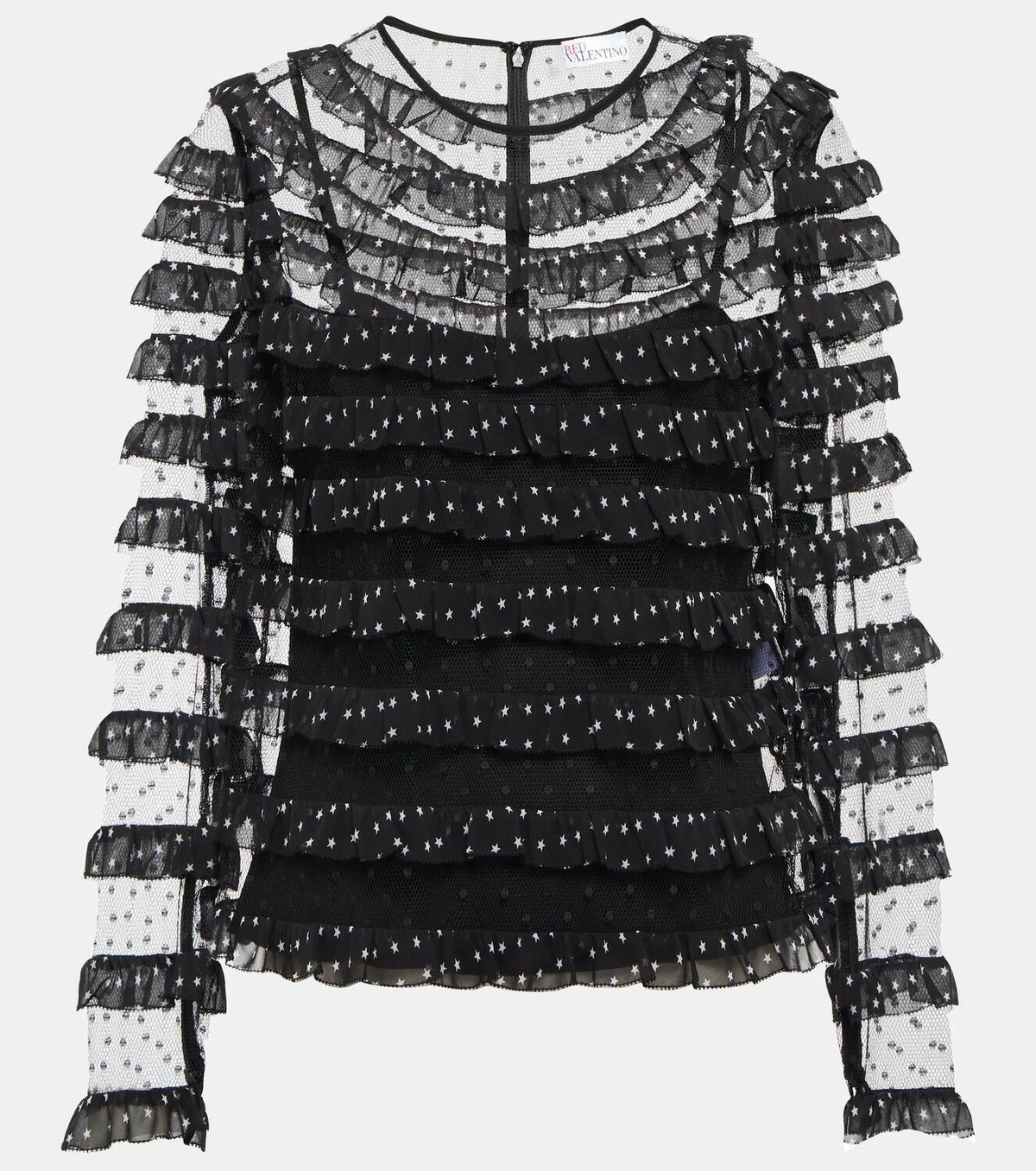 REDValentino Point d'esprit tulle and georgette blouse