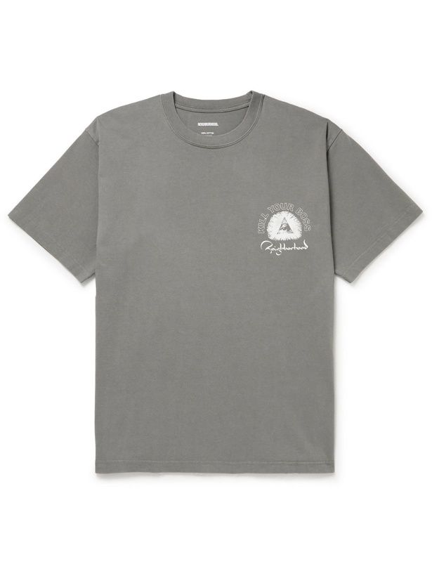 Photo: Neighborhood - Printed Cotton-Jersey T-Shirt - Gray