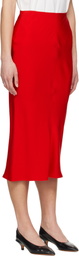 AMI Paris Red Straight Midi Skirt