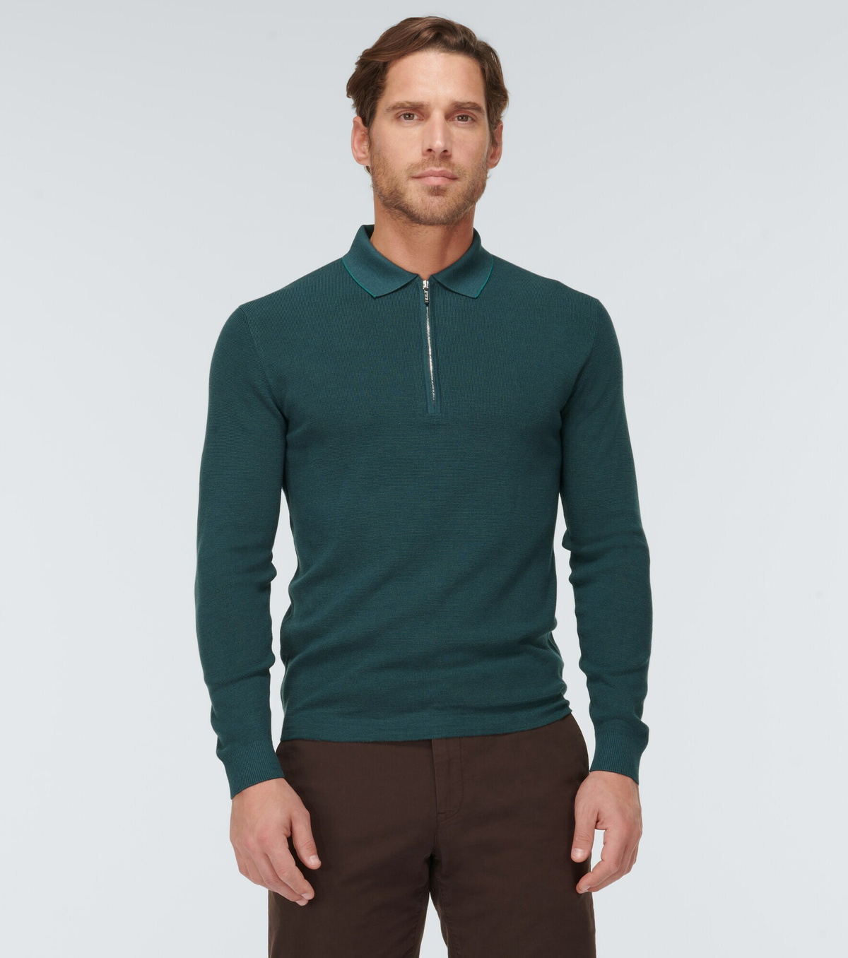 Loro Piana - Zip Ridge wool and silk polo sweater Loro Piana