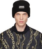 Versace Jeans Couture Black Knit Logo Beanie