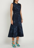 Erdem Floral-print Denim Midi Dress Indigo