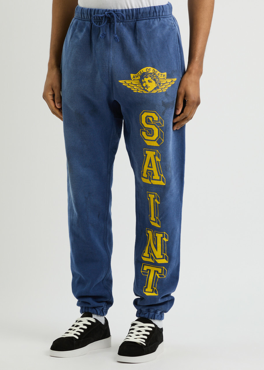 Saint Mxxxxxx Angels of Death Printed Cotton Sweatpants Navy