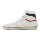 Saint Laurent White and Navy Court Classic SL/10 Sneakers