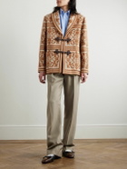 Valentino Garavani - Shawl-Collar Cotton and Linen-Blend Jacquard Cardigan - Brown