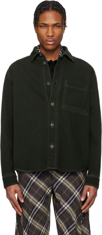 Photo: Burberry Green Garment-Dyed Denim Shirt