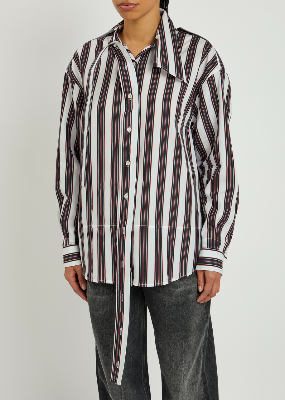 Meryll Rogge Deconstructed Striped Cotton-poplin Shirt White And Black