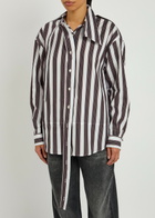 Meryll Rogge Deconstructed Striped Cotton-poplin Shirt White And Black