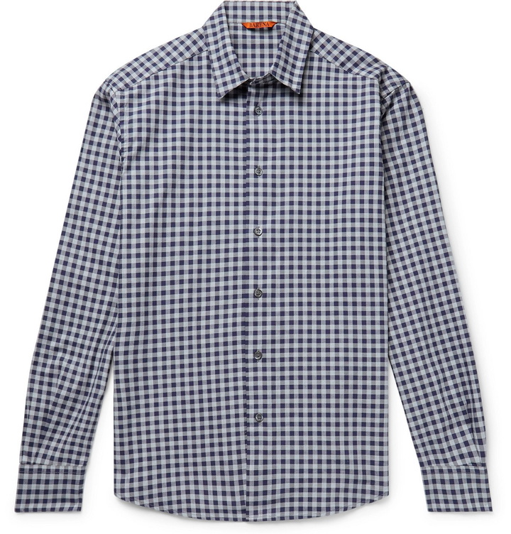 Photo: Barena - Coppi Slim-Fit Gingham Cotton Shirt - Blue