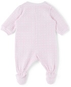 Givenchy Baby White & Pink Footie 4G Sleepsuit