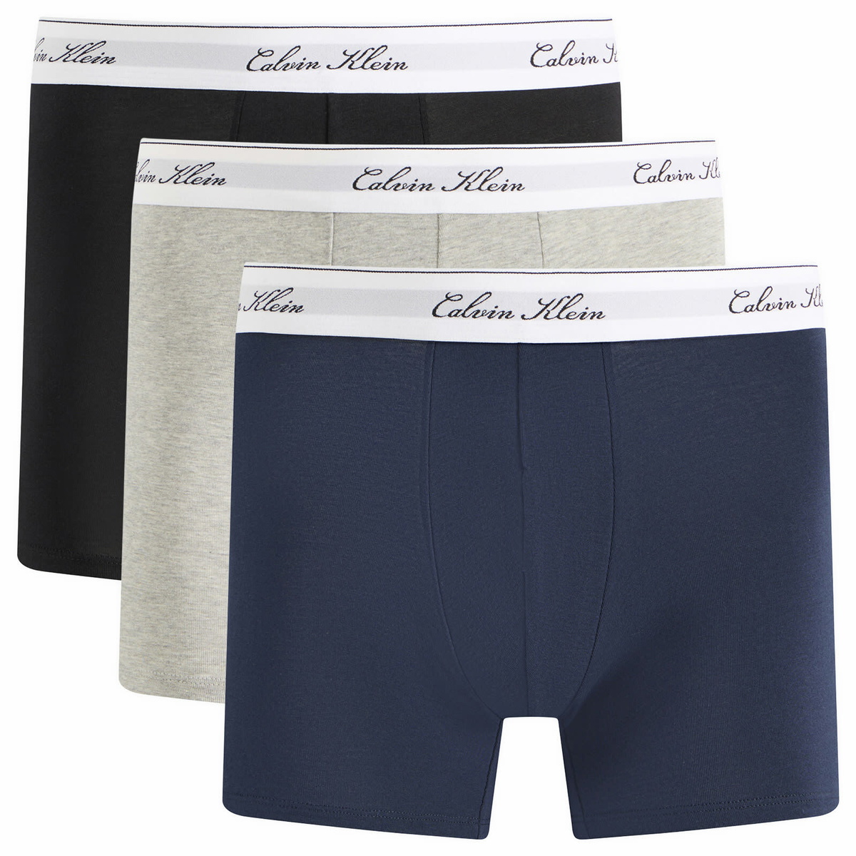 Calvin Klein Men's Icon Script Boxer Brief - 3 Pack in Black/Grey Heather/Dark Sapphire
