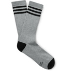 Saturdays NYC - Striped Ribbed Stretch Cotton-Blend Socks - Gray