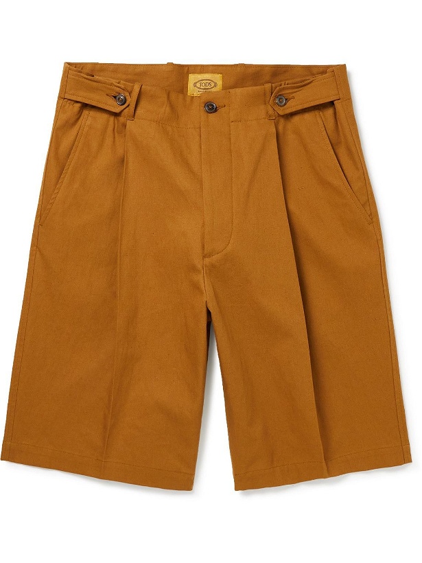 Photo: Tod's - Straight-Leg Pleated Twill Shorts - Brown