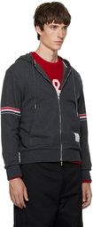 Thom Browne Gray Zip Pique Loopback RWB Engineered Hoodie