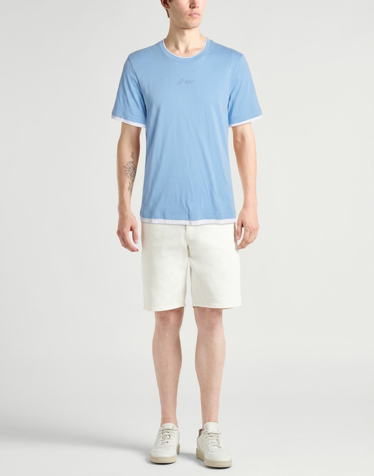 Brioni Mens T-shirt Sky in Blue