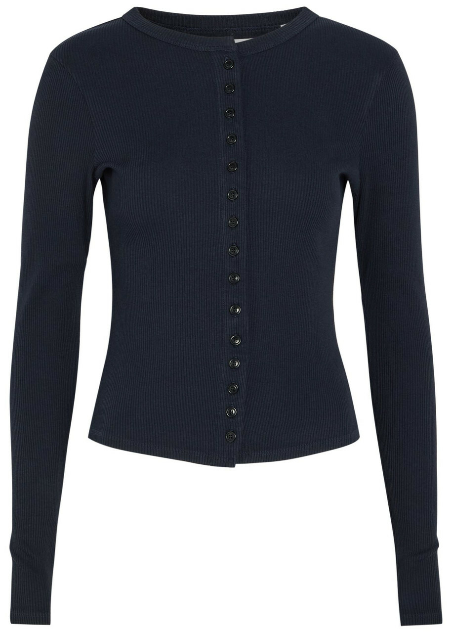 Citizens OF Humanity Kari Ribbed Cotton-blend Cardigan Navy