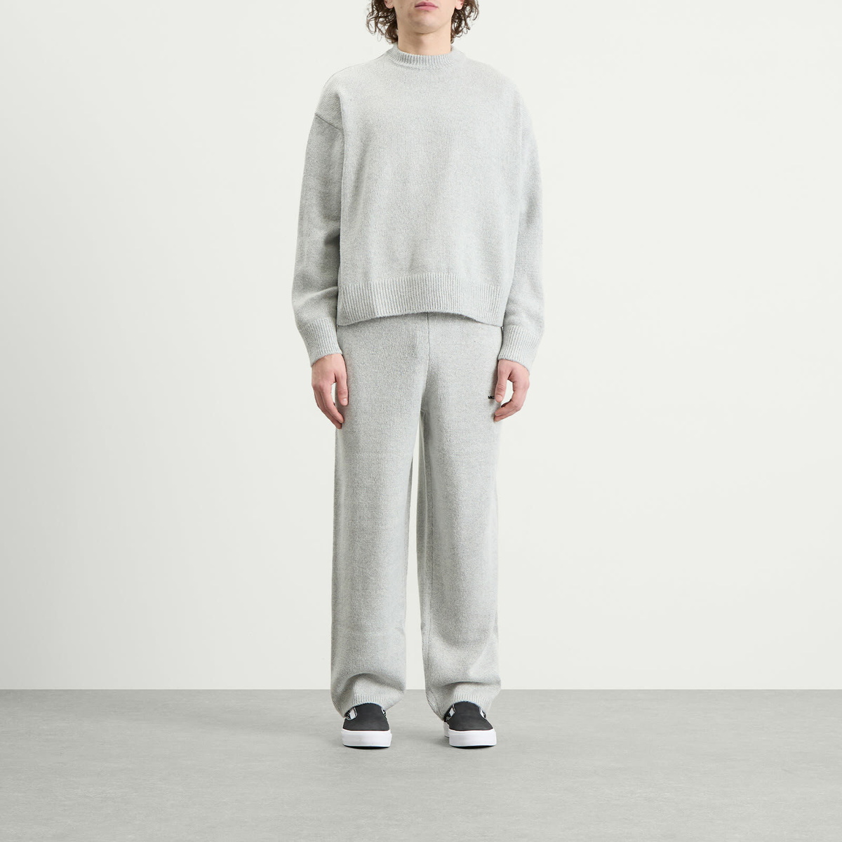 MKI Men's Mohair Blend Knit Crewneck in Light Grey MKI Miyuki-Zoku