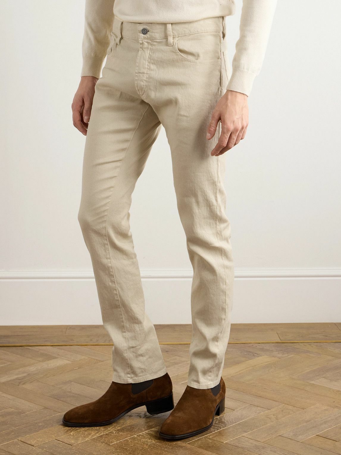 Ralph Lauren Purple label - Slim-Leg Twill Trousers - Neutrals