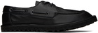 Dries Van Noten Black Leather Boat Shoes