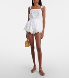 Self-Portrait Embroidered linen and cotton organza romper
