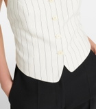 Ralph Lauren Collection Donnella pinstriped cotton, linen and wool bustier top