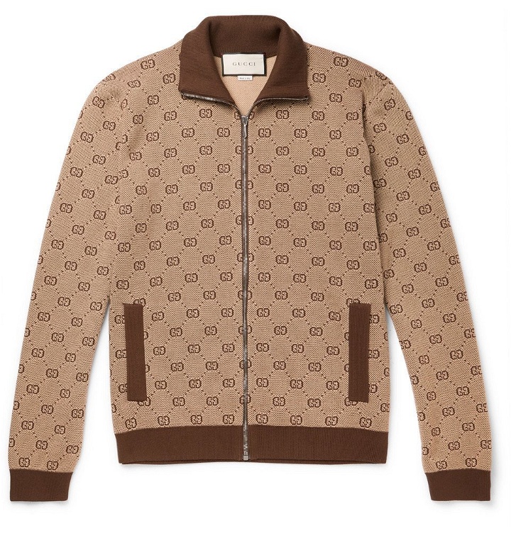 Photo: Gucci - Logo-Jacquard Wool and Cotton-Blend Track Jacket - Camel