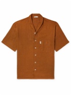 DOPPIAA - Shawl-Collar Linen Shirt - Brown