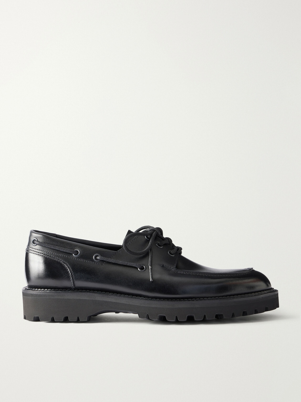 John Lobb - Tide Leather Boat Shoes - Black