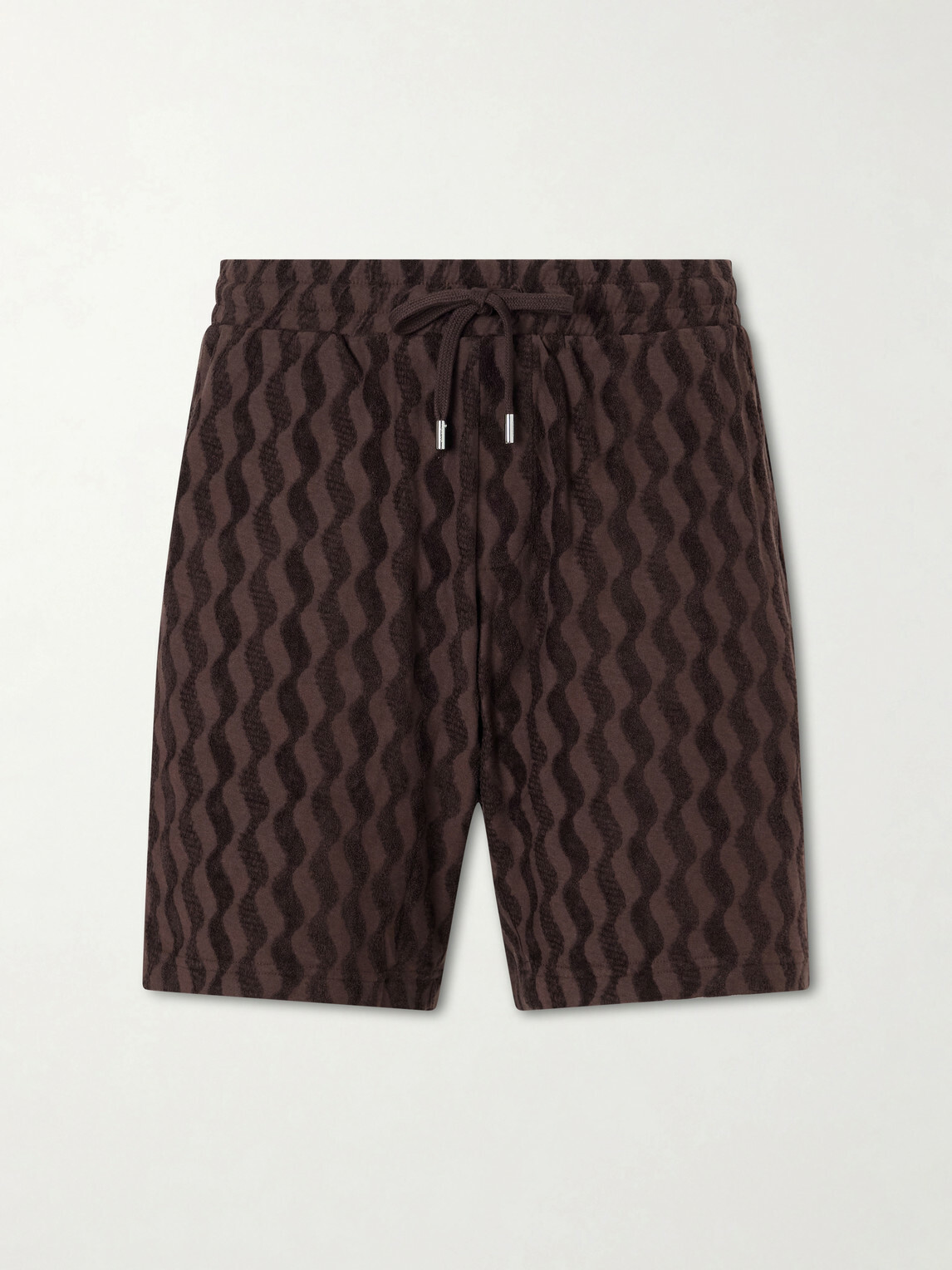 Frescobol Carioca - Augusto Cotton and Linen-Blend Jacquard Terry Shorts - Brown