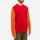 Comme des Garçons Homme Plus Men's Contrast Sleeves Crew Knit in Red/Orange