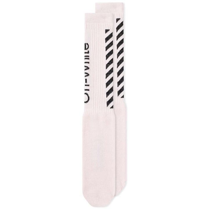 Photo: Off-White Diagonal Sock Pink & Black