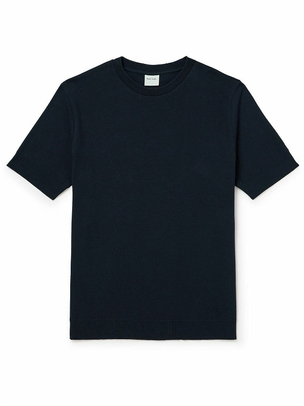 Photo: Paul Smith - Cotton and Cashmere-Blend T-Shirt - Blue