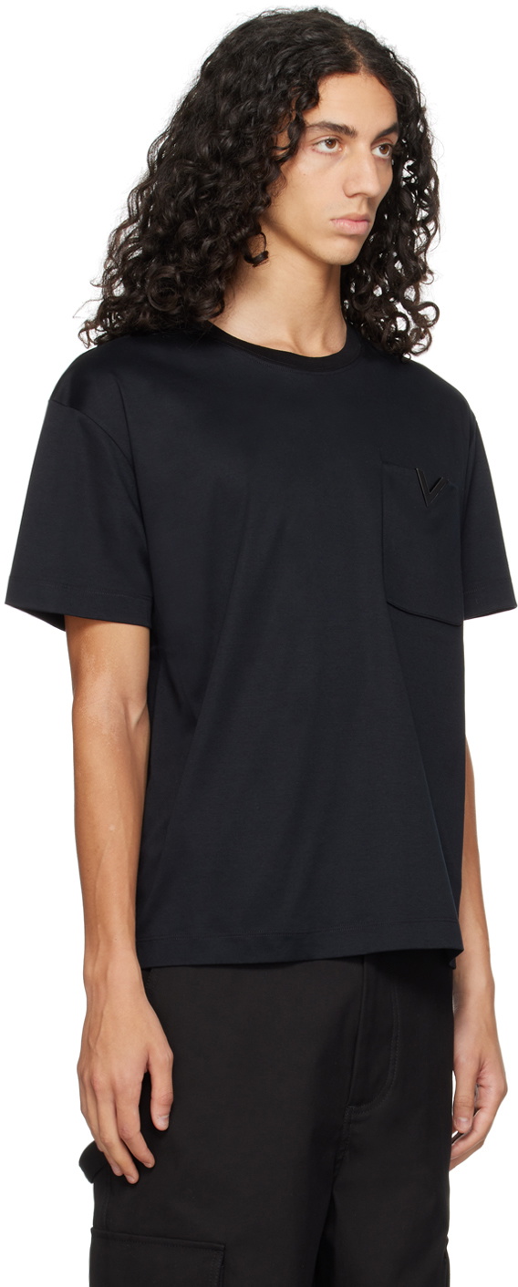 Valentino Black Metallic V Detail T-Shirt Valentino