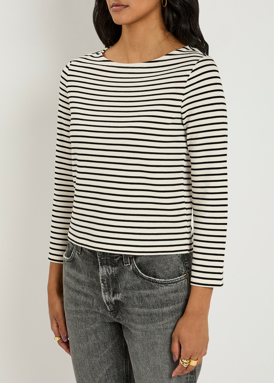 Veronica Beard Hovey Striped Knit top White And Black