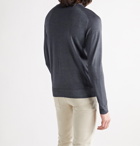 ETRO - Slim-Fit Logo-Embroidered Mélange Wool Sweater - Blue