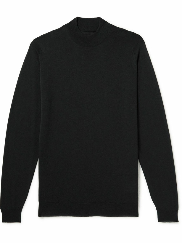 Photo: John Smedley - Harcourt Slim-Fit Mock-Neck Merino Wool Sweater - Black