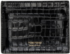 TOM FORD Black Croc Folding Money Clip Card Holder