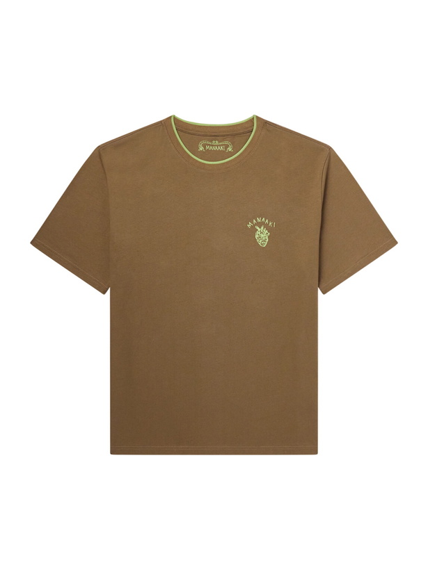 Photo: MANAAKI - Logo-Printed Cotton-Jersey T-Shirt - Brown