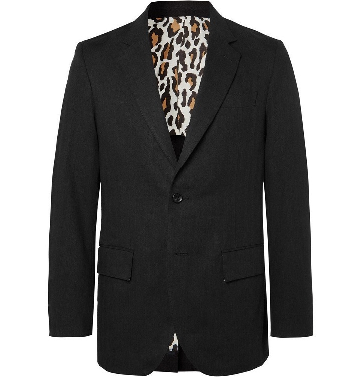 Photo: Wacko Maria - Black Unstructured Herringbone Linen Suit Jacket - Black
