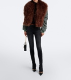Gucci Feather-trimmed silk duchesse bomber jacket