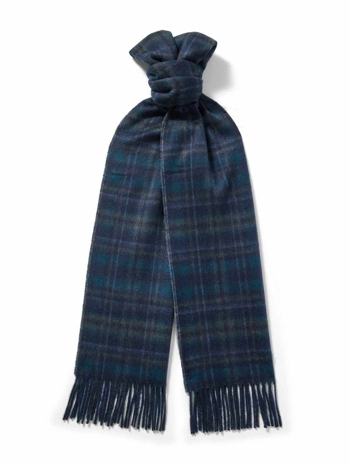 Johnstons of Elgin - Reversible Fringed Checked and Herringbone Cashmere Scarf