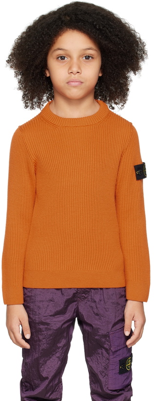 Photo: Stone Island Junior Kids Orange Patch Sweater
