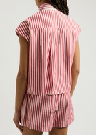 Ganni Striped Cotton-poplin Shirt Red And White