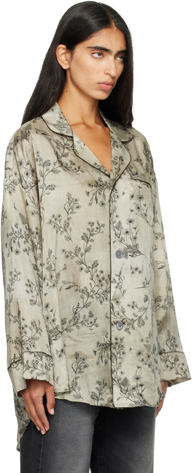 R13 Green Drop Neck PJ Shirt