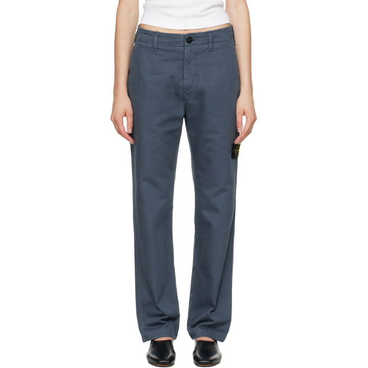 Photo: Stone Island Navy 3100001 Dense Cotton-TC Trousers
