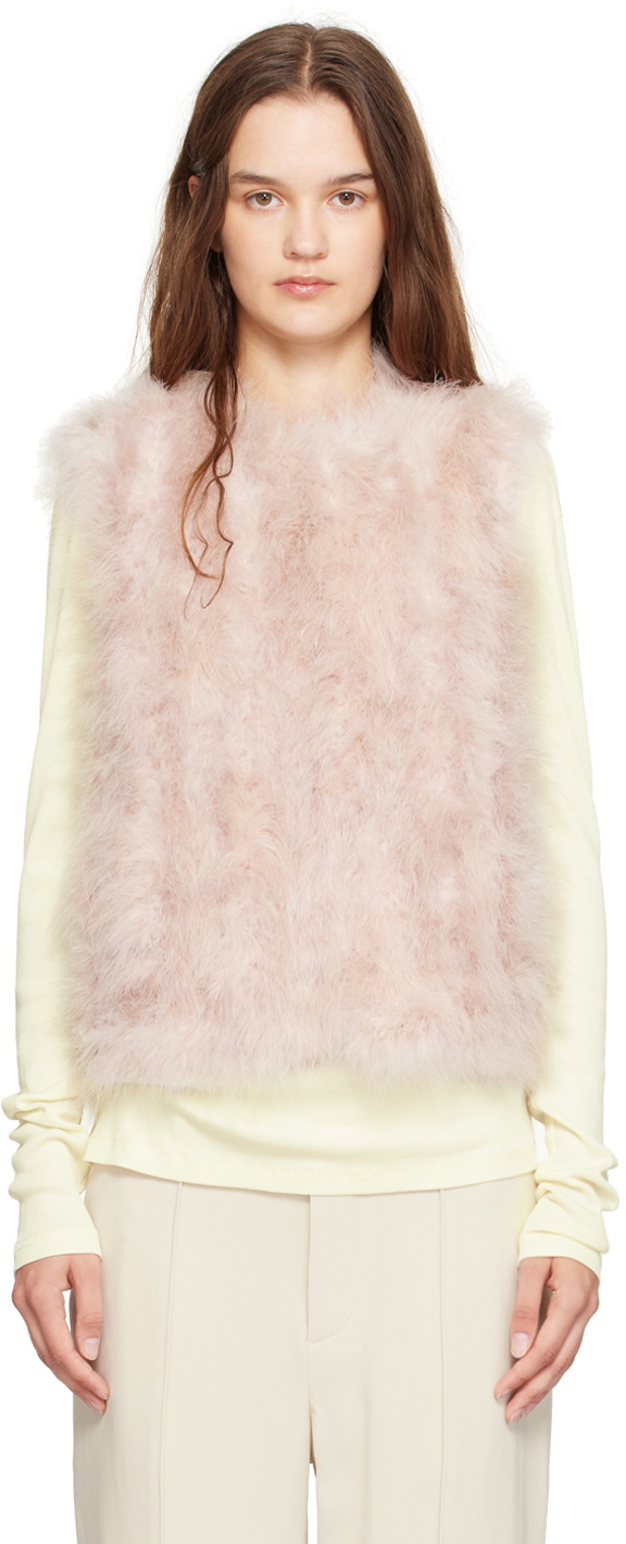 Yves Salomon Pink Feather Vest