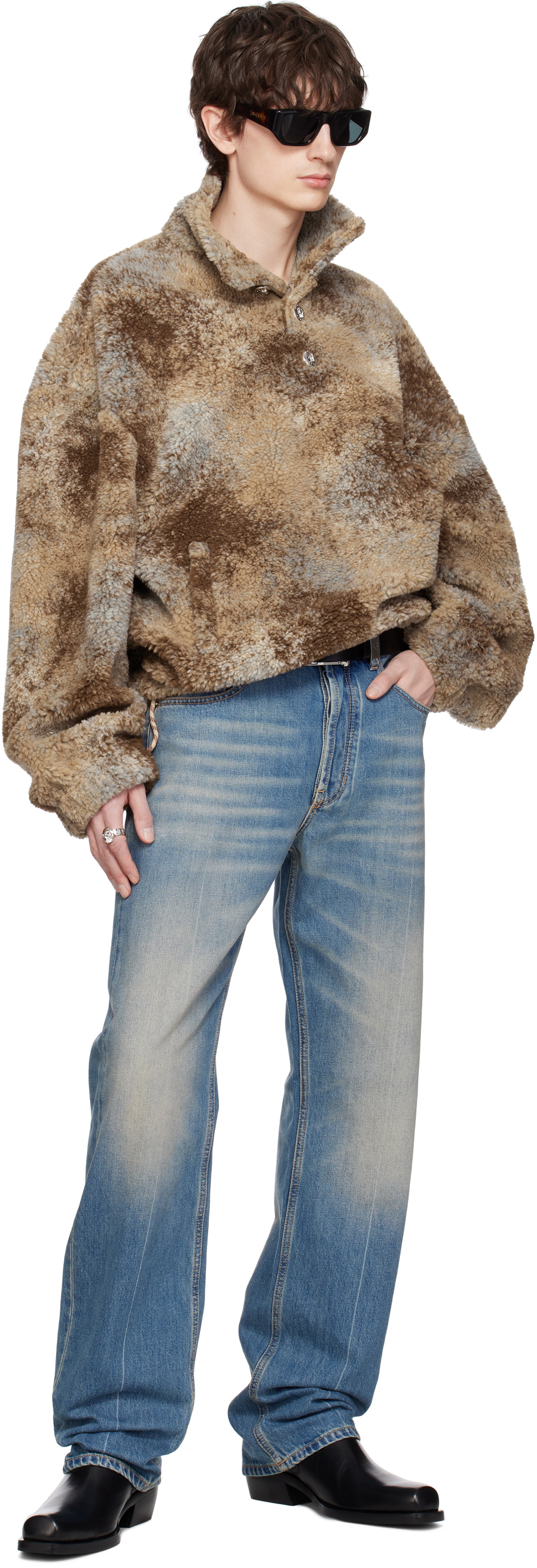 McQueen Blue Straight-Leg Washed Jeans
