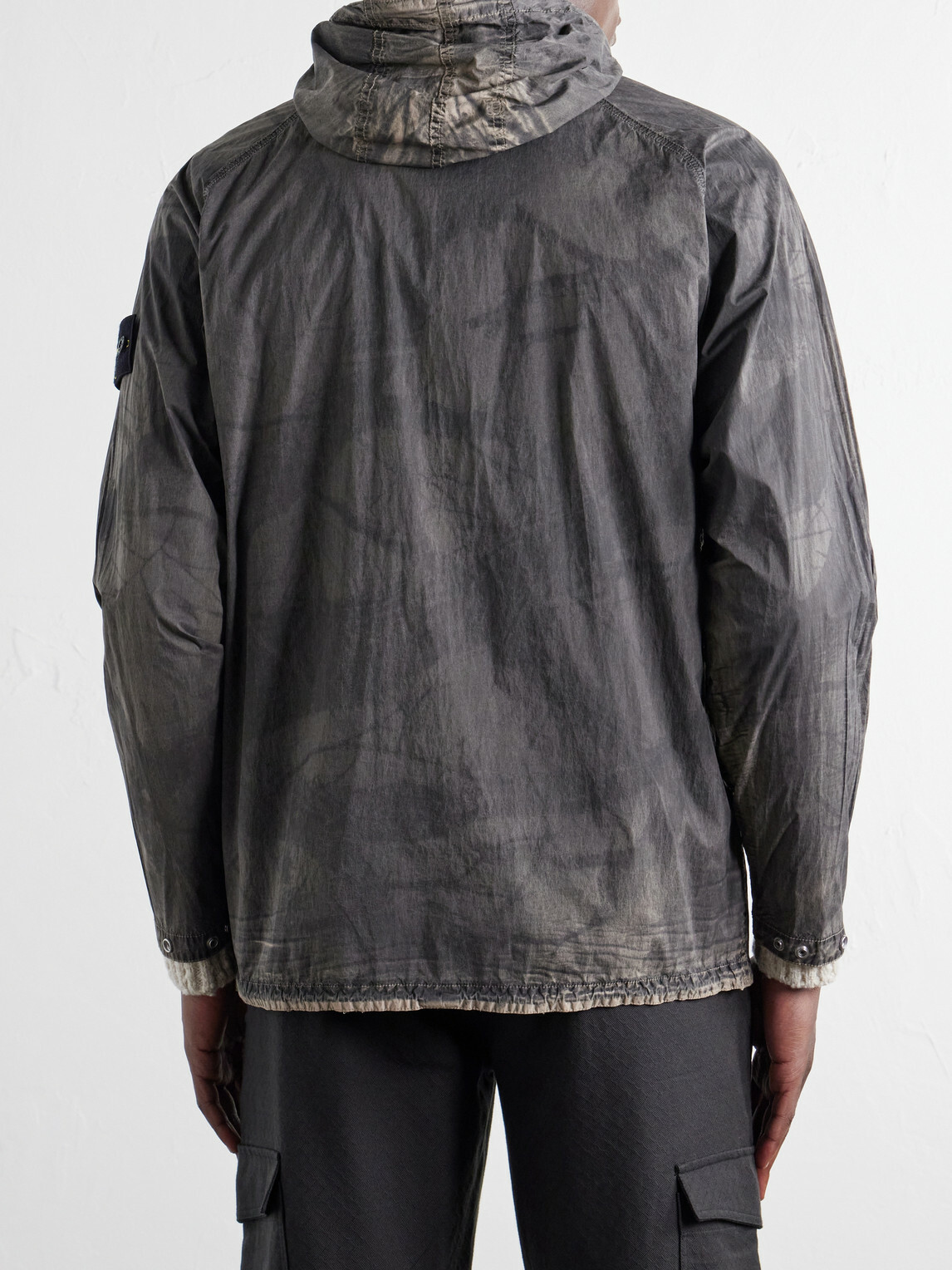 Stone Island - Garment-Dyed Printed Hooded Recycled Crinkle Reps-TC Overshirt - Green